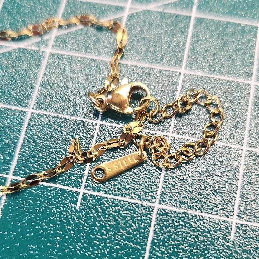 18k Gold Plated Stainless Steel Chain and H Pendant, Simulated Clear Diamonds